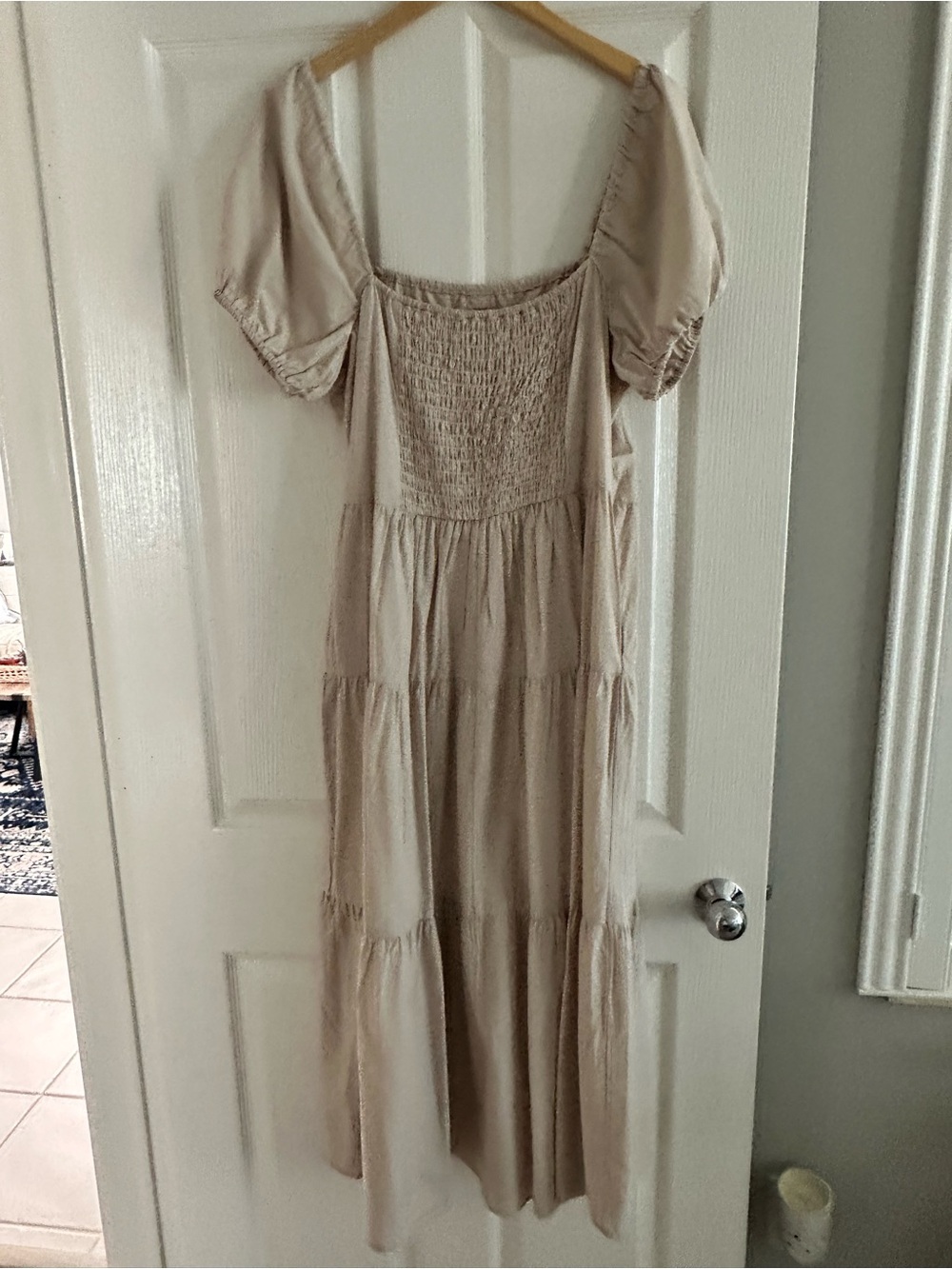 Time and Tru Cream Puff-Sleeve Tiered Midi Dress - Picture 2 of 4